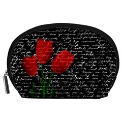 Red Tulips Accessory Pouches (large)  by Valentinaart