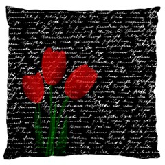 Red Tulips Large Flano Cushion Case (two Sides) by Valentinaart