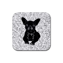 Cute Bulldog Rubber Coaster (square)  by Valentinaart