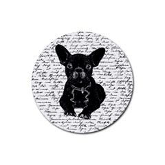 Cute Bulldog Rubber Coaster (round)  by Valentinaart