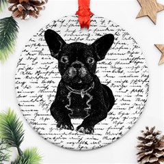 Cute Bulldog Round Ornament (two Sides) by Valentinaart