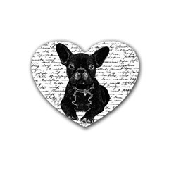 Cute Bulldog Rubber Coaster (heart)  by Valentinaart