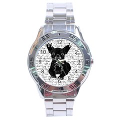 Cute Bulldog Stainless Steel Analogue Watch by Valentinaart