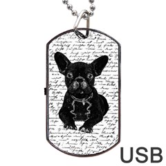 Cute Bulldog Dog Tag Usb Flash (one Side) by Valentinaart