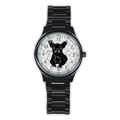 Cute Bulldog Stainless Steel Round Watch by Valentinaart