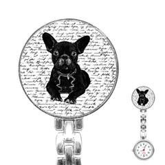 Cute Bulldog Stainless Steel Nurses Watch by Valentinaart