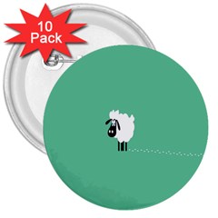 Sheep Trails Curly Minimalism 3  Buttons (10 Pack)  by Simbadda