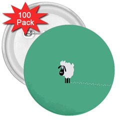 Sheep Trails Curly Minimalism 3  Buttons (100 Pack)  by Simbadda