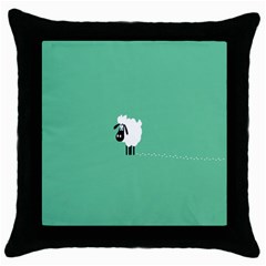 Sheep Trails Curly Minimalism Throw Pillow Case (black) by Simbadda