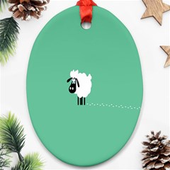 Sheep Trails Curly Minimalism Oval Ornament (two Sides) by Simbadda