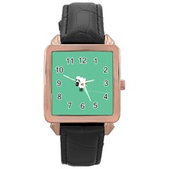 Sheep Trails Curly Minimalism Rose Gold Leather Watch  by Simbadda