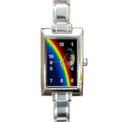 Rainbow Earth Outer Space Fantasy Carmen Image Rectangle Italian Charm Watch by Simbadda