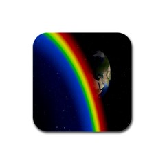 Rainbow Earth Outer Space Fantasy Carmen Image Rubber Square Coaster (4 Pack)  by Simbadda