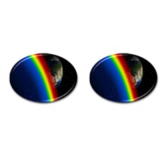 Rainbow Earth Outer Space Fantasy Carmen Image Cufflinks (oval) by Simbadda