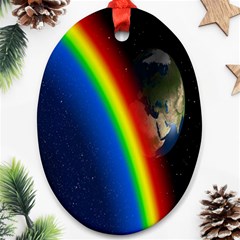 Rainbow Earth Outer Space Fantasy Carmen Image Oval Ornament (two Sides) by Simbadda