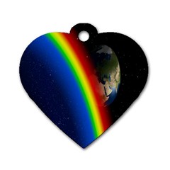 Rainbow Earth Outer Space Fantasy Carmen Image Dog Tag Heart (one Side) by Simbadda