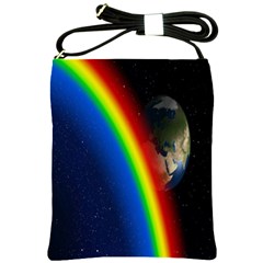 Rainbow Earth Outer Space Fantasy Carmen Image Shoulder Sling Bags by Simbadda