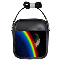 Rainbow Earth Outer Space Fantasy Carmen Image Girls Sling Bags