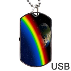 Rainbow Earth Outer Space Fantasy Carmen Image Dog Tag Usb Flash (two Sides) by Simbadda