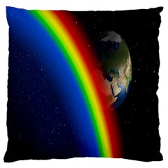 Rainbow Earth Outer Space Fantasy Carmen Image Large Cushion Case (one Side) by Simbadda