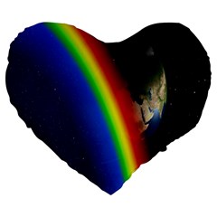 Rainbow Earth Outer Space Fantasy Carmen Image Large 19  Premium Heart Shape Cushions by Simbadda