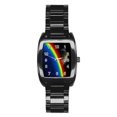 Rainbow Earth Outer Space Fantasy Carmen Image Stainless Steel Barrel Watch by Simbadda