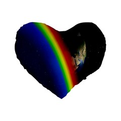 Rainbow Earth Outer Space Fantasy Carmen Image Standard 16  Premium Flano Heart Shape Cushions by Simbadda