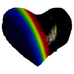 Rainbow Earth Outer Space Fantasy Carmen Image Large 19  Premium Flano Heart Shape Cushions by Simbadda