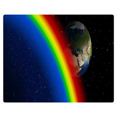 Rainbow Earth Outer Space Fantasy Carmen Image Double Sided Flano Blanket (medium)  by Simbadda