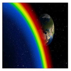 Rainbow Earth Outer Space Fantasy Carmen Image Large Satin Scarf (square) by Simbadda