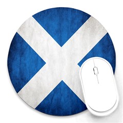 Scotland Flag Surface Texture Color Symbolism Round Mousepads by Simbadda