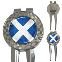 Scotland Flag Surface Texture Color Symbolism 3-in-1 Golf Divots by Simbadda