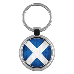 Scotland Flag Surface Texture Color Symbolism Key Chains (round)  by Simbadda