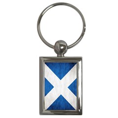 Scotland Flag Surface Texture Color Symbolism Key Chains (rectangle)  by Simbadda