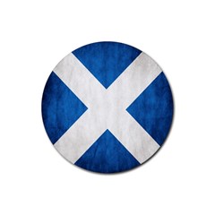 Scotland Flag Surface Texture Color Symbolism Rubber Coaster (round)  by Simbadda