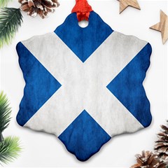 Scotland Flag Surface Texture Color Symbolism Snowflake Ornament (two Sides) by Simbadda