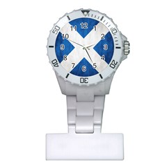 Scotland Flag Surface Texture Color Symbolism Plastic Nurses Watch by Simbadda