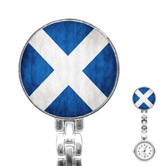 Scotland Flag Surface Texture Color Symbolism Stainless Steel Nurses Watch by Simbadda