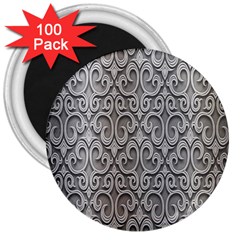 Patterns Wavy Background Texture Metal Silver 3  Magnets (100 Pack) by Simbadda