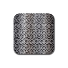 Patterns Wavy Background Texture Metal Silver Rubber Square Coaster (4 Pack)  by Simbadda