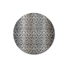 Patterns Wavy Background Texture Metal Silver Magnet 3  (round) by Simbadda