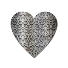 Patterns Wavy Background Texture Metal Silver Heart Magnet by Simbadda