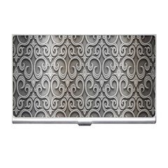 Patterns Wavy Background Texture Metal Silver Business Card Holders by Simbadda