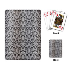 Patterns Wavy Background Texture Metal Silver Playing Card by Simbadda