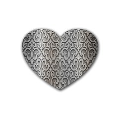 Patterns Wavy Background Texture Metal Silver Rubber Coaster (heart)  by Simbadda