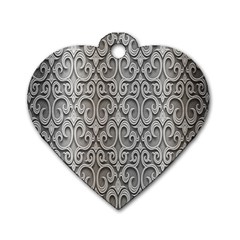 Patterns Wavy Background Texture Metal Silver Dog Tag Heart (one Side) by Simbadda