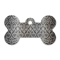 Patterns Wavy Background Texture Metal Silver Dog Tag Bone (two Sides) by Simbadda