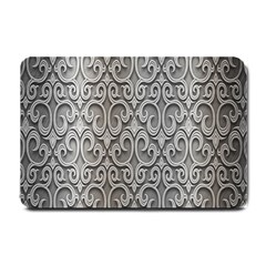 Patterns Wavy Background Texture Metal Silver Small Doormat  by Simbadda