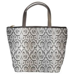 Patterns Wavy Background Texture Metal Silver Bucket Bags by Simbadda