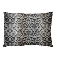 Patterns Wavy Background Texture Metal Silver Pillow Case by Simbadda